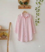 Pink chickenkari shirt along linen bottom